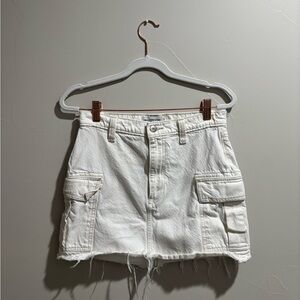 Abercrombie & Fitch Cream Denim Cargo Mini Skirt with Pockets